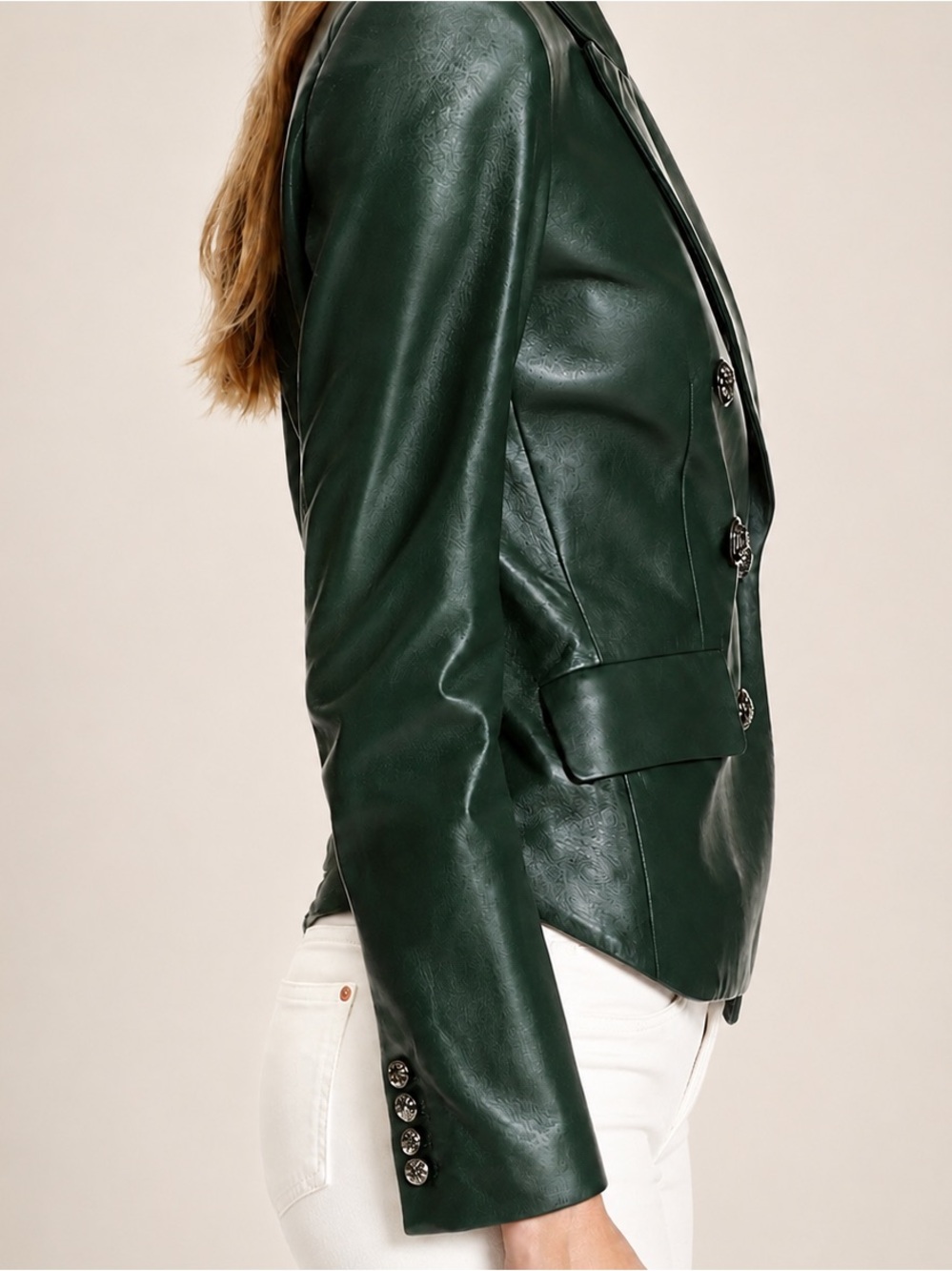 Veronica Beard Cooke Leather Dickey Jacket Dark Green size 6 - Picture 5 of 17